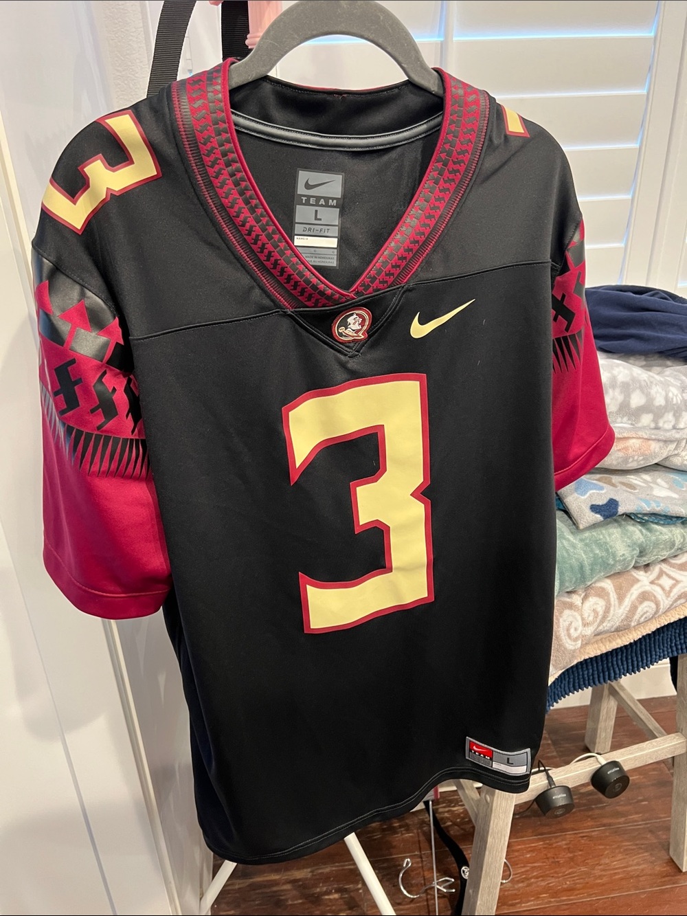 Nike Men's Black Garnet Gold Football Jersey #3